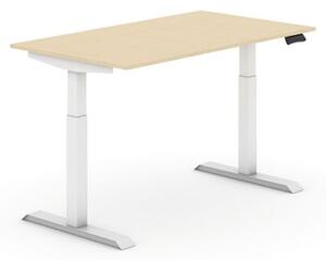 Výškovo nastaviteľný stôl, elektrický, 735-1235 mm, doska 1400x800 mm, breza, biela podnož