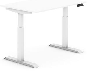 Výškovo nastaviteľný stôl, elektrický, 735-1235 mm, doska 1200x800 mm, biela, biela podnož