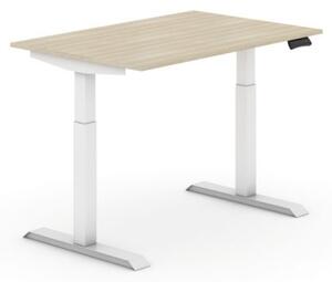 Výškovo nastaviteľný stôl, elektrický, 735-1235 mm, doska 1200x800 mm, dub, biela podnož