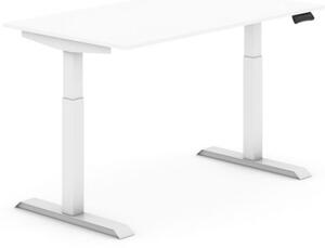 Výškovo nastaviteľný stôl, elektrický, 735-1235 mm, doska 1400x800 mm, biela, biela podnož