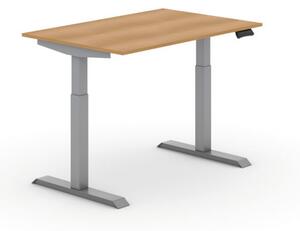 Výškovo nastaviteľný stôl, elektrický PRIMO ADAPT, 1200 x 800 x 735-1235 mm, buk, sivá podnož