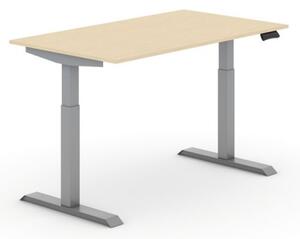 Výškovo nastaviteľný stôl PRIMO ADAPT, elektrický, 1400 x 800 x 735-1235 mm, breza, sivá podnož