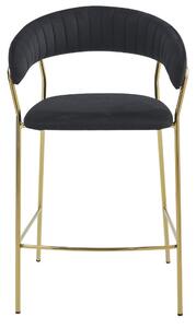 Zamatová barová stolička Macao čierna