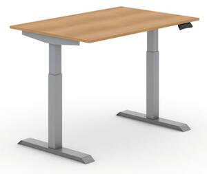 Výškovo nastaviteľný stôl, elektrický PRIMO ADAPT, 1200 x 800 x 735-1235 mm, buk, sivá podnož