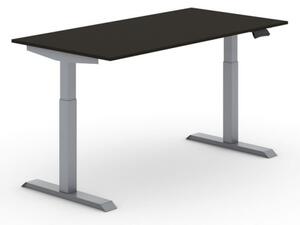 Výškovo nastaviteľný stôl PRIMO ADAPT, elektrický, 1600 x 800 x 735-1235 mm, wenge, sivá podnož