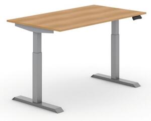 Výškovo nastaviteľný stôl PRIMO ADAPT, elektrický,1400 x 800 x 735-1235 mm, buk, sivá podnož