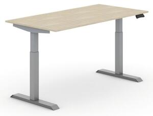 Výškovo nastaviteľný stôl PRIMO ADAPT, elektrický, 1600 x 800 x 735-1235 mm, dub, sivá podnož