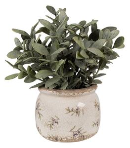 Béžový antik obal na kvetináč s olivami Olive Fields M - Ø 12*10 cm - Clayre & Eef