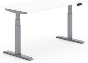 Výškovo nastaviteľný stôl PRIMO ADAPT, elektrický, 1800 x 800 x 625-1275 mm, biela, sivá podnož