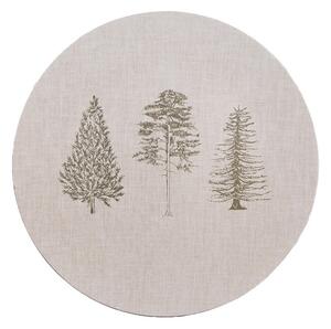 Béžový servírovací tanier so stromčekmi Natural Pine Trees - Ø 33*1 cm - Clayre & Eef