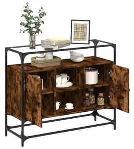 Komoda sklenená doska dymový dub 98x35x81 cm kompozitné drevo
