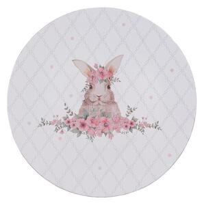 Biely servírovací tanier s králikom Floral Easter Bunny - Ø 33*1 cm - Clayre & Eef