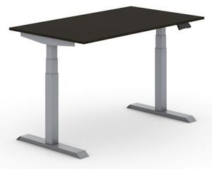 Výškovo nastaviteľný stôl PRIMO ADAPT, elektrický, 1400 x 800 x 625-1275 mm, wenge, sivá podnož