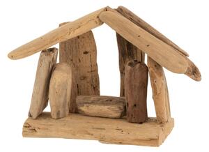 Prírodný drevený Betlehem s postavičkami Nativity wood - 15*13*12 cm - J-Line by Jolipa