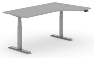 Výškovo nastaviteľný stôl PRIMO ADAPT, elektrický, 1800 x 1200 x 625-1275 mm, ergonomický pravý, sivá, sivá podnož