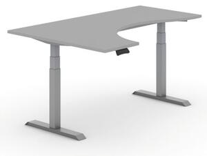 Výškovo nastaviteľný stôl PRIMO ADAPT, elektrický, 1800 x 1200 x 625-1275 mm, ergonomický ľavý, sivá, sivá podnož