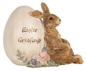 Dekorácia socha králik s vajíčkom Easter Greetings - 12*7*9 cm - Clayre & Eef