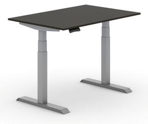 Výškovo nastaviteľný stôl PRIMO ADAPT, elektrický, 1200 x 800 x 625-1275 mm, wenge, sivá podnož