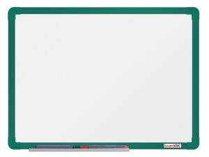 Biela magnetická popisovacia tabuľa boardOK, 600 x 450 mm, zelený rám