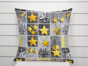 Biante Bavlnená obliečka na vankúš Sandra SA-395 Žlté hviezdy na sivom patchworku 35 x 45 cm