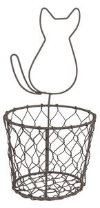 Hnedý drôtený dekoračný košík mačka - Ø 13*25 cm - Clayre & Eef