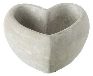 Šedý antik cementový kvetináč v tvare srdca Heart - 16*17*8 cm - J-Line by Jolipa