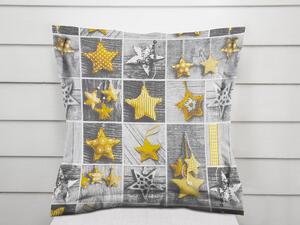 Biante Bavlnená obliečka na vankúš s lemom Sandra SA-395 Žlté hviezdy na sivom patchworku 30 x 50 cm