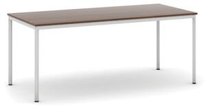 Jedálenský stôl, 1800 x 800 mm, doska orech, podnož sv. sivá