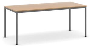 Stôl jedálenský, 1800 x 800 mm doska buk, podnož tm. sivá