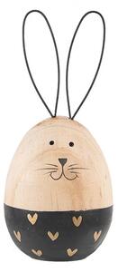 Čierno-hnedá drevená dekoratívna figúrka vajcia králik - Ø 6*14 cm - Clayre & Eef