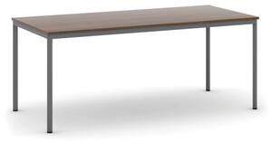 Stôl jedálenský, 1800 x 800 mm doska orech, podnož tm. sivá