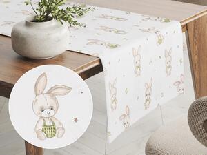 Biante Detský bavlnený behúň na stôl Sandra SA-401 Zajačiky na bielom 20x140 cm