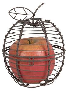 Hnedý drôtený dekoratívny košík v tvare jablka - Ø 11*14 cm - Clayre & Eef