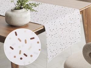 Biante Bavlnený behúň na stôl Sandra SA-396 Hnedo-béžové konfety na bielom 20x140 cm