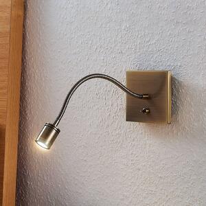 Lindby LED nástenné svietidlo Mayar, mosadz, kov, lampa na čítanie, 11 cm, Hnedá / staromosadz, Spálňa, kov, Moderný, Svetlo na čítanie