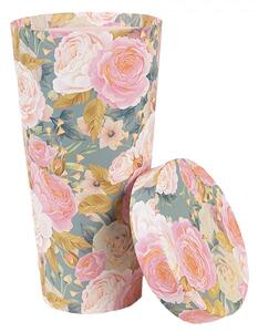 Papierový úložný box s kvetinami - Ø 9*18 cm - Clayre & Eef