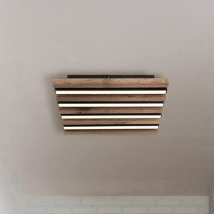 Stropné LED svetlo Hayden, dĺžka 30 cm, čierna/tmavé drevo, Čierna, Obývacia izba / jedáleň, Hliník, Stropné svetlo