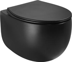 Mexen Egg, závesná WC misa Rimless s duroplastovým sedátkom s pomalým zatváraním, čierna matná, 30245070