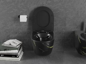 Mexen Lena, závesná WC misa Rimless s duroplastovým sedátkom s pomalým zatváraním, čierny-imitácia kameňa, 30224098