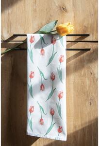 Biela bavlnená kuchynská utierka s tulipánmi - 47*70 cm - Clayre & Eef
