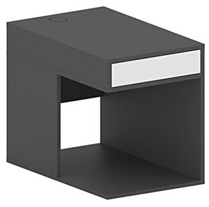 Kancelársky kontajner na PC pre stoly FUTURE s paravánom, 1 zásuvka, biela/grafitová