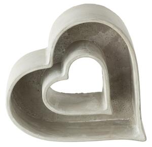 Šedý antik cementový kvetináč v tvare srdca Heart - 22*22*6 cm - J-Line by Jolipa