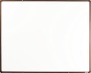 Biela magnetická popisovacia tabuľa s keramickým povrchom boardOK, 1500 x 1200 mm, hnedý rám