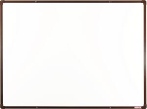 Biela magnetická popisovacia tabuľa s keramickým povrchom boardOK, 1200 x 900 mm, hnedý rám