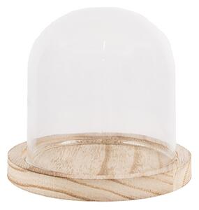 Prírodný drevený podnos so skleneným poklopom - Ø 13*11 cm - Clayre & Eef