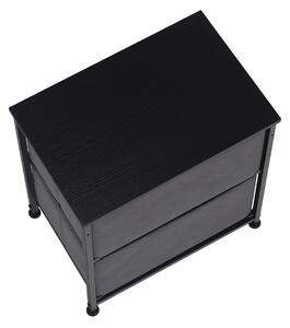 KONDELA Komoda/nočný stolík s látkovými šuplíkmi, čierna/tmavosivá, PALMERA TYP 1