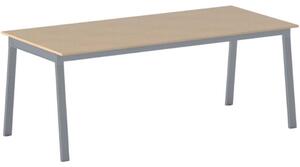 Kancelársky pracovný stôl PRIMO BASIC, sivostrieborná podnož 2000 x 900 mm, dub prírodný
