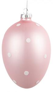 Ružové závesné sklenené vajíčko s bodkami Egg Dots - Ø 8*12 cm - Clayre & Eef