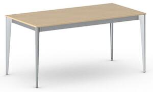 Kancelársky stôl PRIMO ACTION, sivostrieborná podnož, 1600 x 800 mm, biela