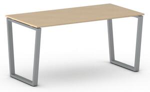 Kancelársky stôl PRIMO IMPRESS, sivostrieborná podnož, 1600 x 800 mm, biela